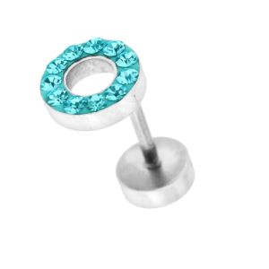 Multi Jeweled 8 mm Flat Disc with Hole Invisible Fake Ear Plug