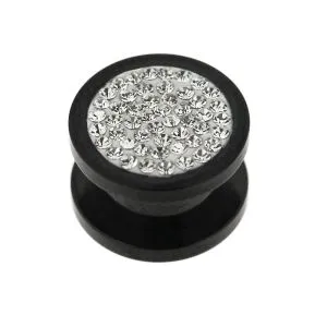 Multiple White Crystals in PVD Black Plated Flesh Tunnels