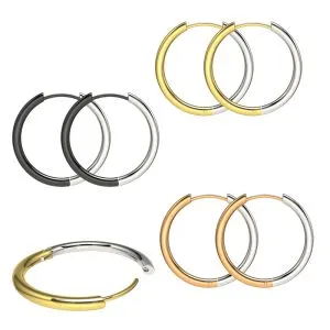 Two Colors in One Surgical Steel Hinged Sleeper Earrings Hoops