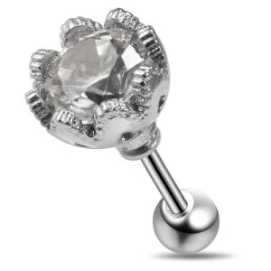Cartilage Helix Tragus Piercing Crown Setting Jeweled Ear Stud