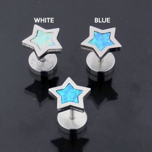 316L Surgical Steel Star Opal Stone Fake Ear Plug