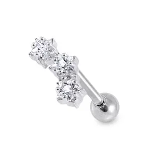 Heart Clear Gem Top Cartilage Helix Tragus Piercing Surgical Steel Ear Stud