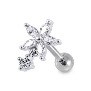  Heart Clear Gem Top Cartilage Helix Tragus Piercing Surgical Steel  Ear Stud