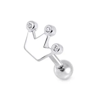 Crown Clear Gem Top Cartilage Helix Tragus Piercing Surgical Steel  Ear Stud
