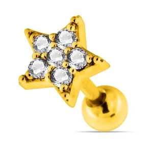 Jeweled Star with Micro Setting CZ Cartilage Helix Tragus Piercing Ear Stud