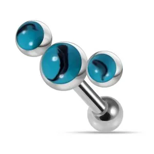 Tri Turquoise Stones Cartilage Helix Tragus Piercing Ear Stud