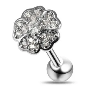 Flower Micro Jeweled Cartilage Helix Tragus Piercing Ear Stud
