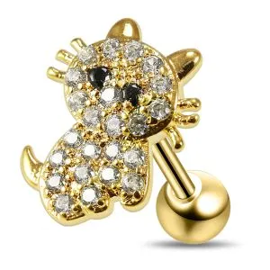 Micro Jeweled Hello Kitty Cartilage Helix Tragus Piercing Ear Stud