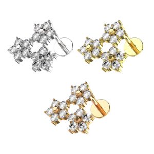 Tri Flower Cartilage Helix Tragus Piercing Ear Stud
