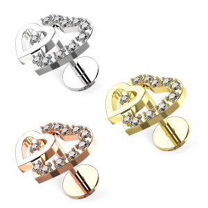 Jeweled Twin Heart Cartilage Helix Tragus Piercing Ear Stud