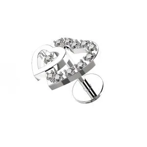 Jeweled Twin Heart Cartilage Helix Tragus Piercing Ear Stud