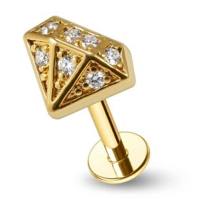 Jeweled Diamond Shape Cartilage Helix Tragus Piercing Ear Stud