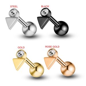 Jeweled Tiny Triangle Cartilage Helix Tragus Piercing Ear Stud