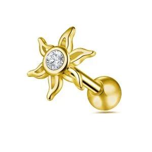 Jeweled Sun Cartilage Helix Tragus Piercing Ear Stud