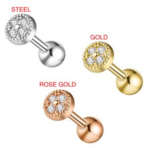 Micro Jeweled Round Dotted pattern Helix Tragus Piercing Ear Stud