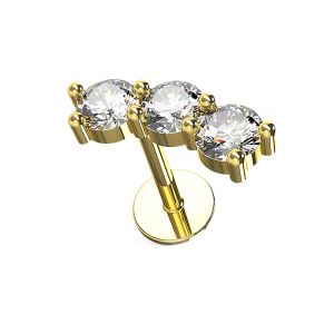 Triple CZ Stone Surgical Steel Helix Tragus Piercing Ear Stud
