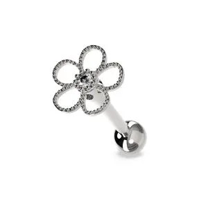 Center Jeweled Flower Cartilage Helix Tragus Piercing Ear Stud