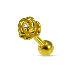 CZ Jeweled Rose Flower Cartilage Helix Tragus Piercing Ear Stud