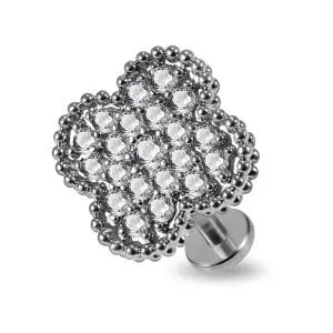 Prong set CZ stone Flower Tragus Piercing