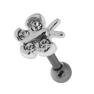 925 Sterling Silver Jeweled Butterfly Cartilage Tragus Piercing Ear Stud