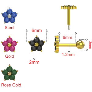925 Sterling Silver Floral CZ Cartilage Tragus Piercing Ear Stud Jewelry