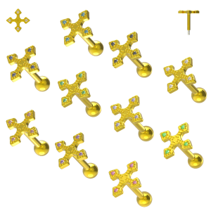 925 Sterling Silver CZ Cross Cartilage Tragus Piercing Ear Stud Jewelry
