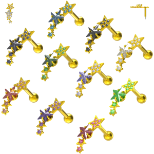 925 Sterling Silver Celestial Star CZ Cartilage Tragus Piercing Ear Stud Jewelry