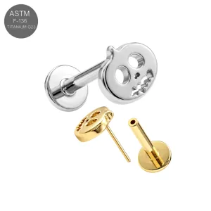 ASTM F-136 Titanium Halloween Skull Threadless Labret (18G/16G)