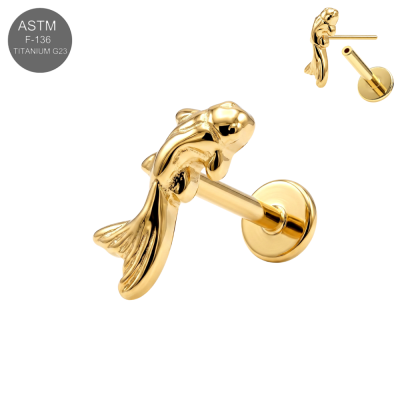 ASTM F-136 Titanium Fancy Koi Fish Threadless Labret (18G/16G)