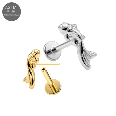 ASTM F-136 Titanium Fancy Koi Fish Threadless Labret (18G/16G)