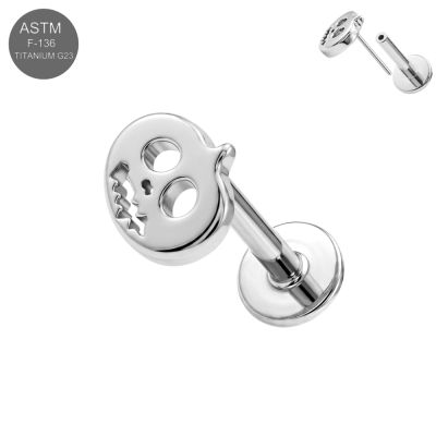 ASTM F-136 Titanium Halloween Skull Threadless Labret (18G/16G)