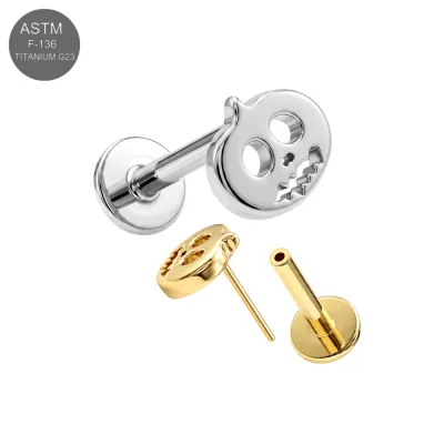 ASTM F-136 Titanium Halloween Skull Threadless Labret (18G/16G)