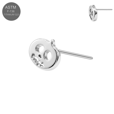 ASTM F-136 Titanium Halloween Skull Threadless Top | Universal 18G/16G Fit