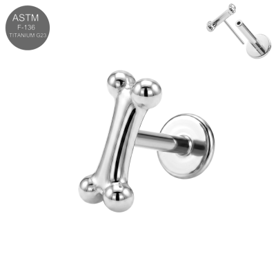 ASTM F-136 Titanium Mini Bone Bar Threadless Labret (18G/16G)
