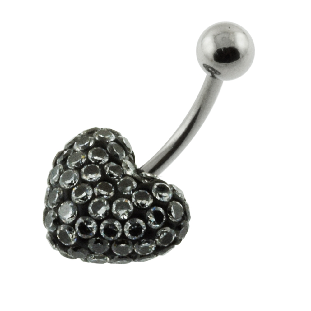 Multi Jeweled Genuine CZ Heart Unique Belly Button Rings