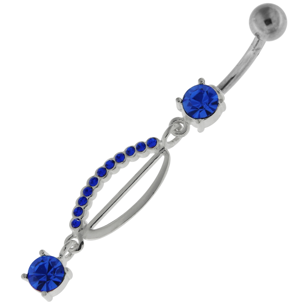 Dangling Jeweled Safety Pin Belly Button Bar