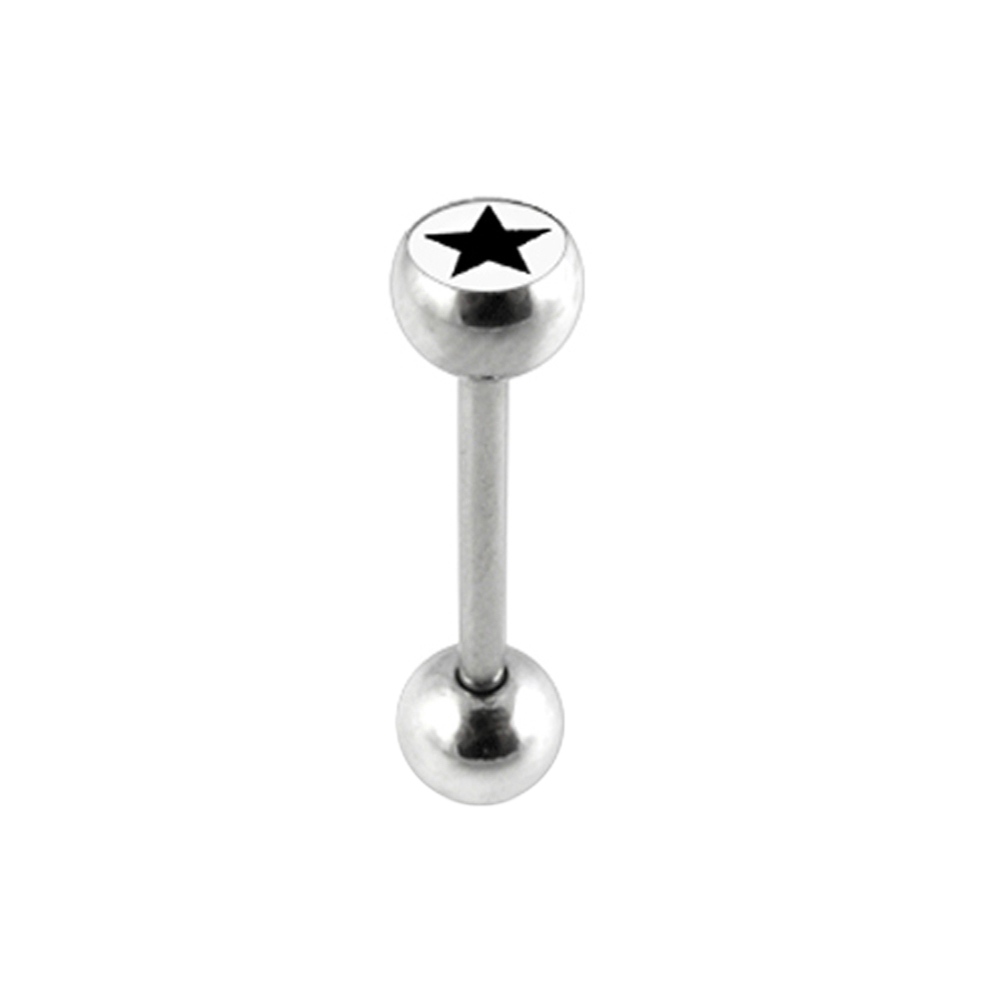 Red star Tongue Ring Door Knocker Surgical Steel 14g 5//8/"